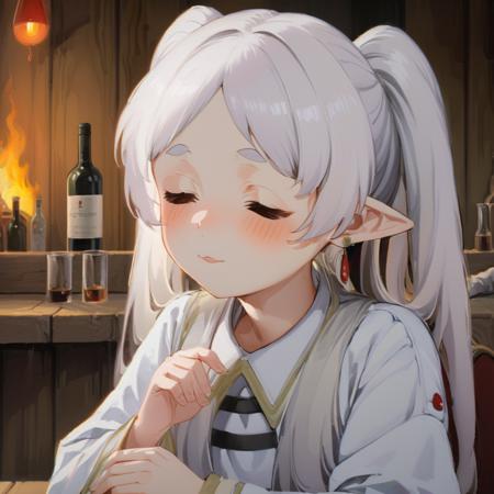 32755-3413860919-Digital art, masterpiece A detailed and cinematic wallpaper, closeup a girl frieren with (owoface_2) sitting in a tavern eyes cl.png